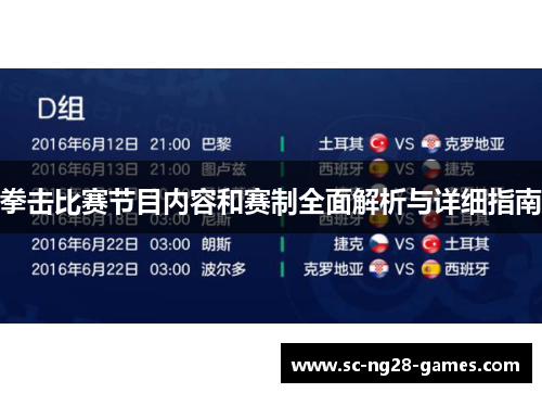 拳击比赛节目内容和赛制全面解析与详细指南